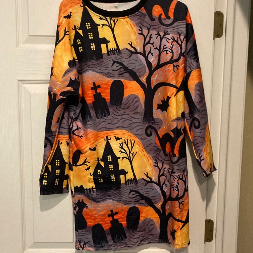 Halloween Themed Long Sleeve Dress